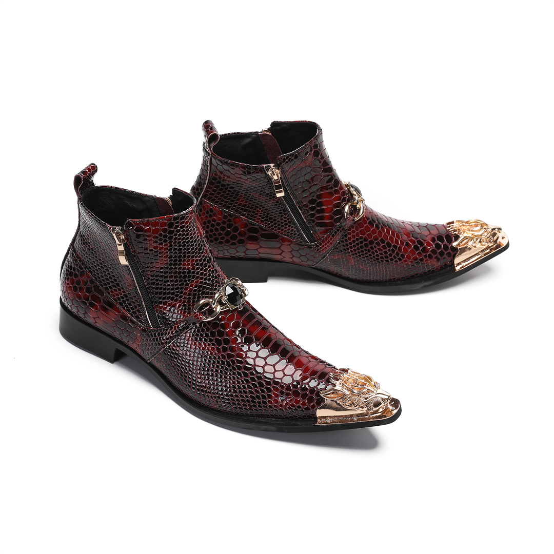 Men'S Shoes Zipper - fashion metal pointed toe real leather