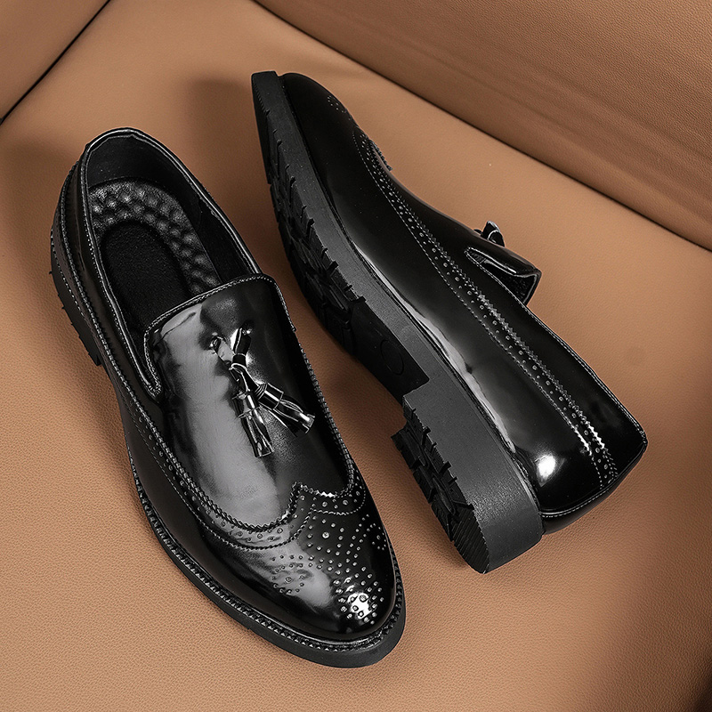 Men'S Shoes Brogues - Men Patent Leather Carving Brogue Loafers