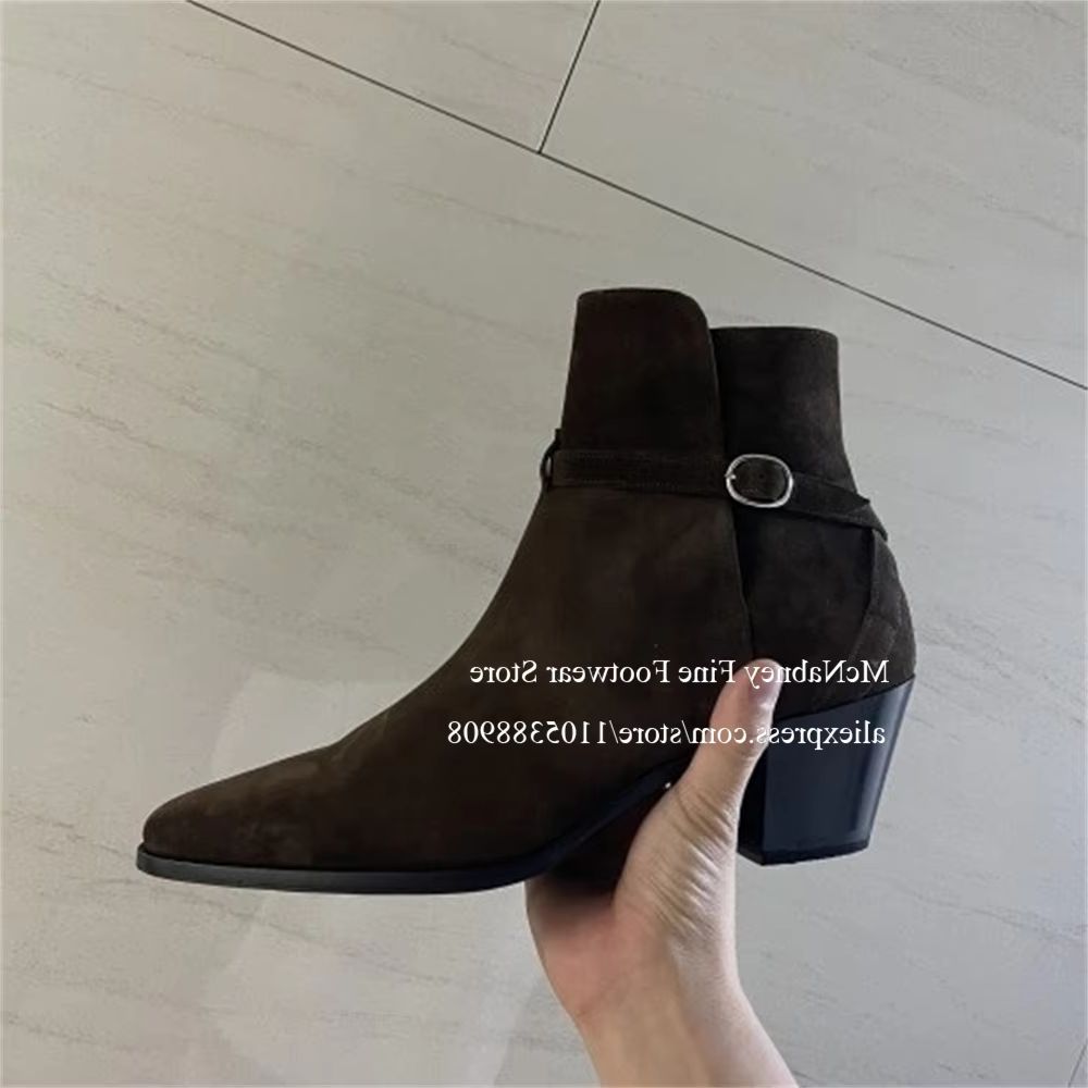 Men'S Shoes Zipper - Luxury Black Suede Buckle Strap Men
