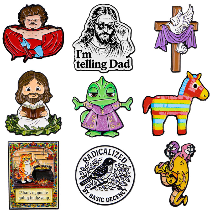 Men'S Shoes Brogues - Enamel Pins Animal English Quotes Metal
