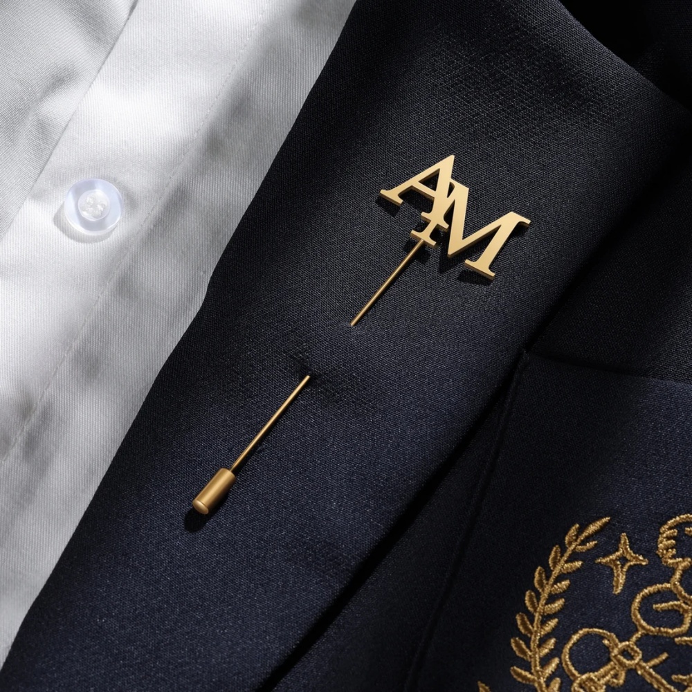 Men'S Shoes Brogues - Custom Initials Brooch Men Stainless Steel