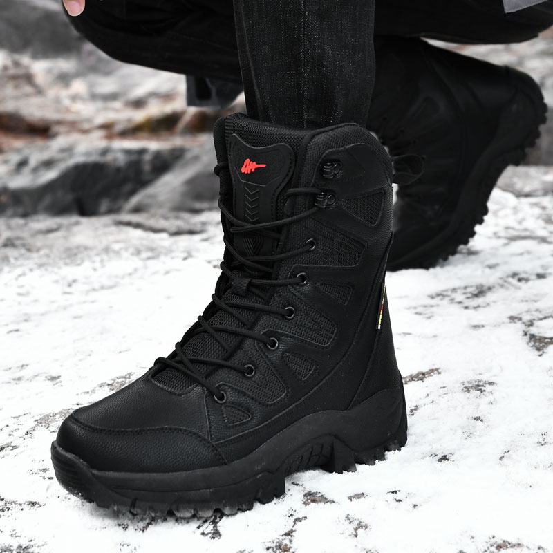 Men'S Shoes Zipper - Men Motorcycle Tactical Boots Lace Up