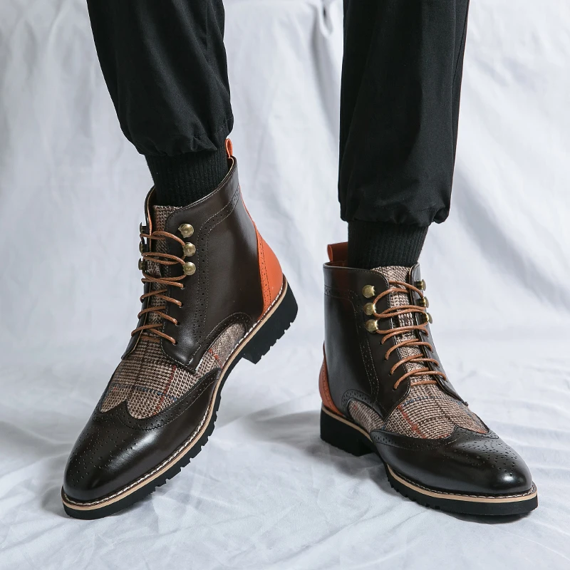 Retro Black High Top Men's Bro - Men'S Shoes Brogues 评论和价格