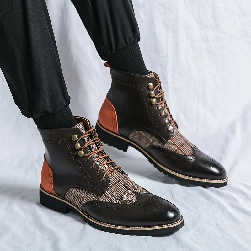Retro Black High Top Men's Bro - Men'S Shoes Brogues 评论和价格