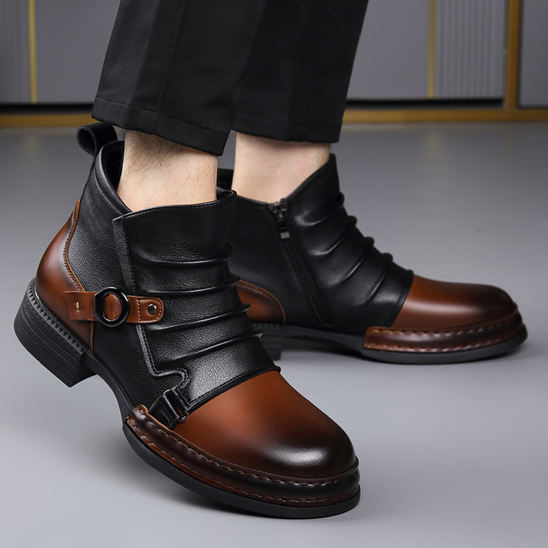 Autumn Winter Retro Ankle Boot - Men'S Shoes Zipper 评论和价格