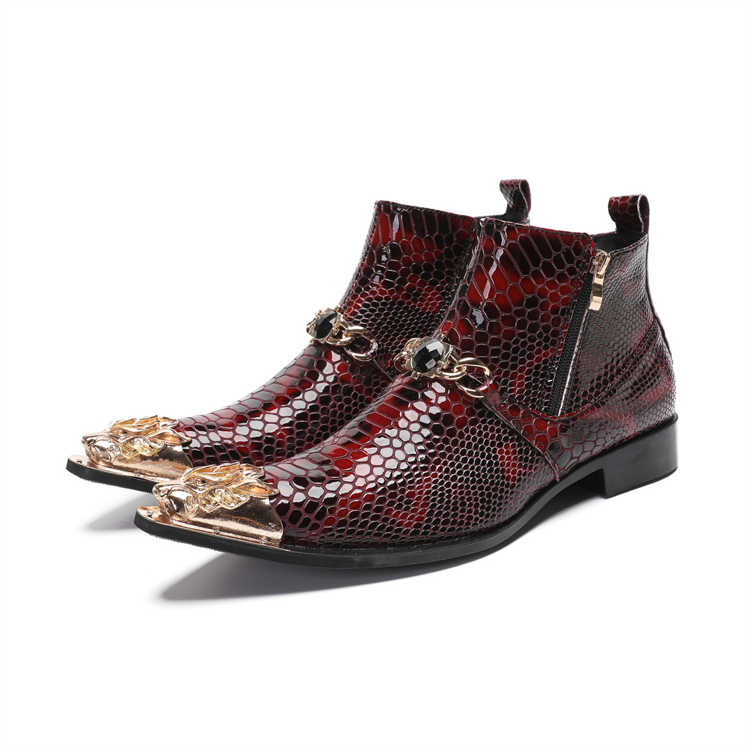 fashion metal pointed toe real - Men'S Shoes Zipper 评论和价格