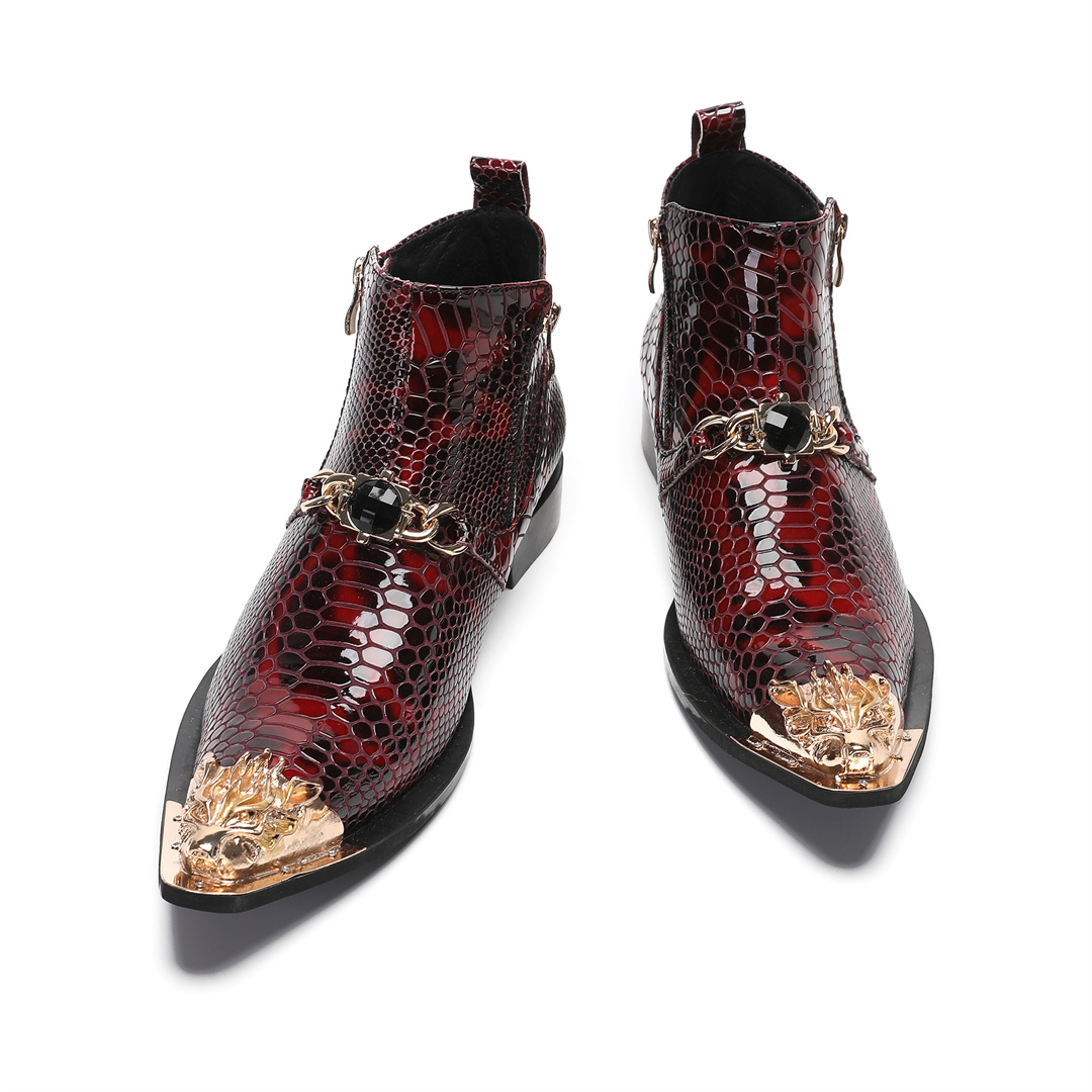 fashion metal pointed toe real - Men'S Shoes Zipper 评论和价格