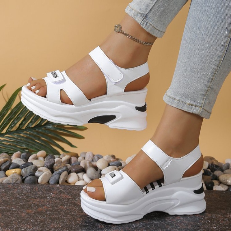 New Women Platform Wedge Sanda - Velcro Strap Sandal 评论和价格