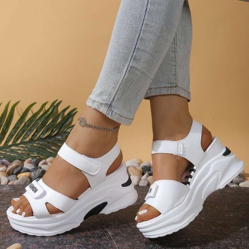 New Women Platform Wedge Sanda - Velcro Strap Sandal 评论和价格