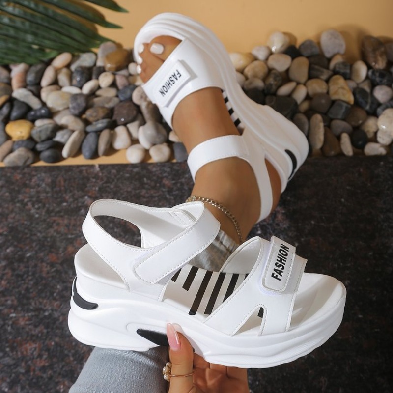 New Women Platform Wedge Sanda - Velcro Strap Sandal 评论和价格