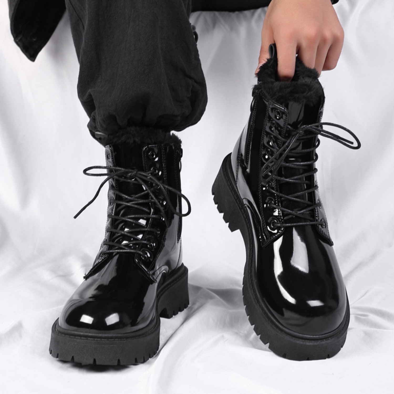 Men's warm plush high-top boot - Men Shoes 2026 评论和价格