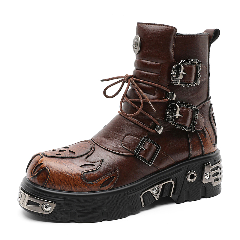 Punk Style Retro Cool Skull Fl - Men'S Shoes Height Increase 评论和价格