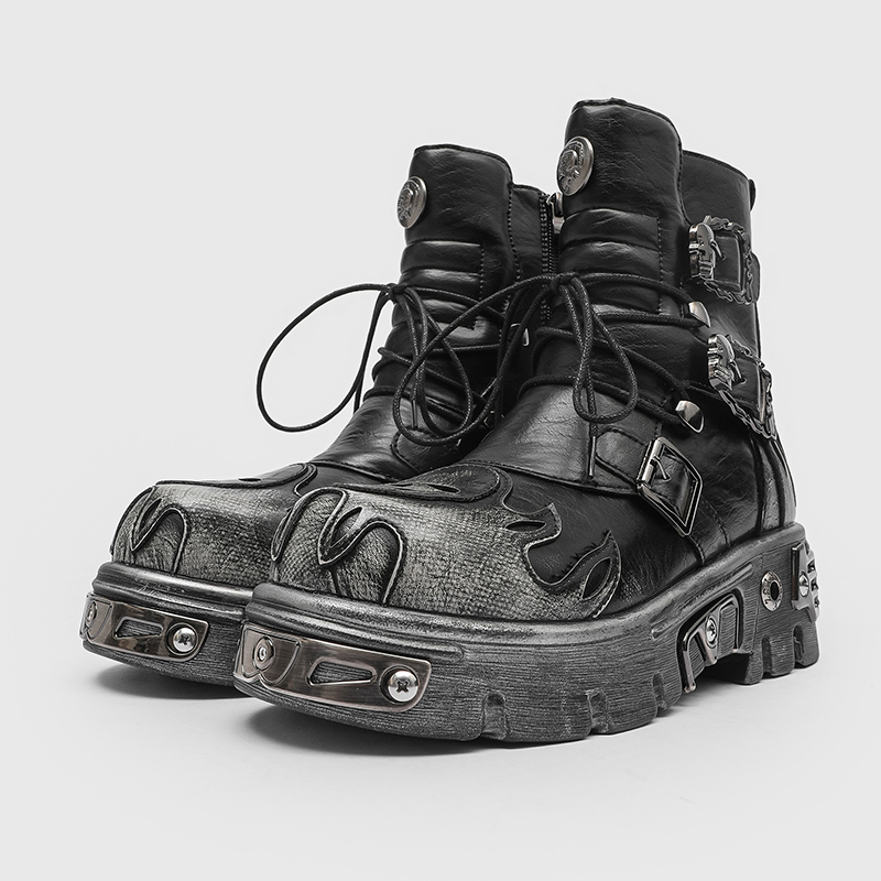 Punk Style Retro Cool Skull Fl - Men'S Shoes Height Increase 评论和价格