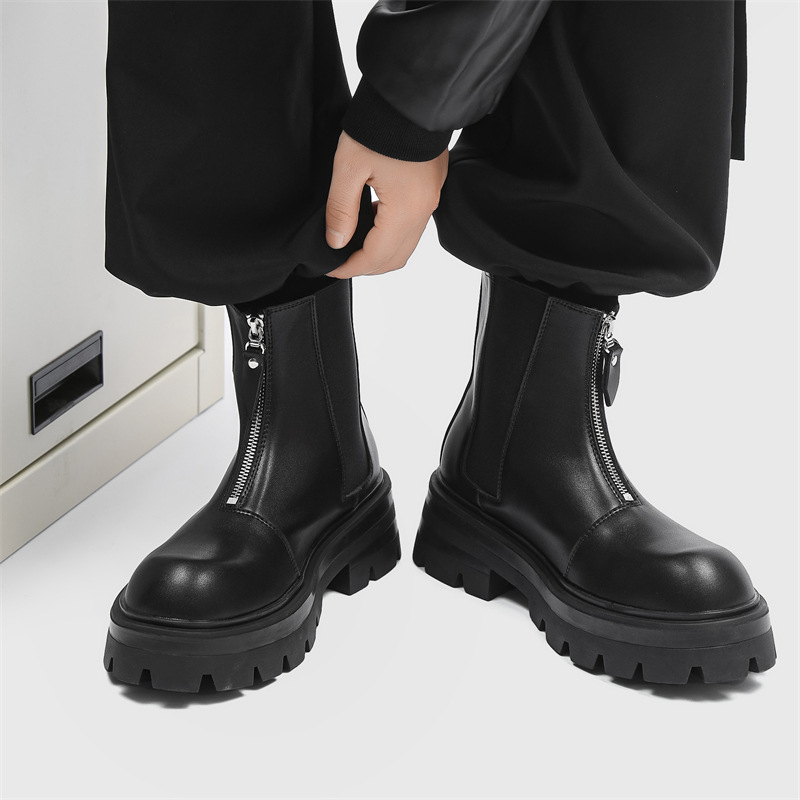 Men Boots Chelsea Pu Leather Z - Men'S Shoes Zipper 评论和价格