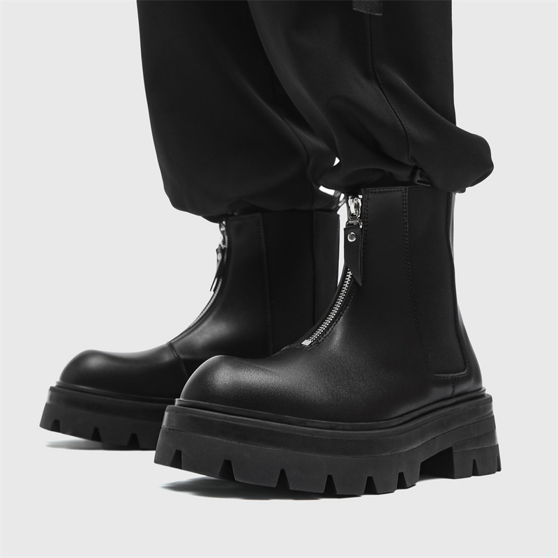 Men Boots Chelsea Pu Leather Z - Men'S Shoes Zipper 评论和价格