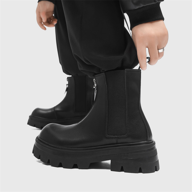 Men Boots Chelsea Pu Leather Z - Men'S Shoes Zipper 评论和价格