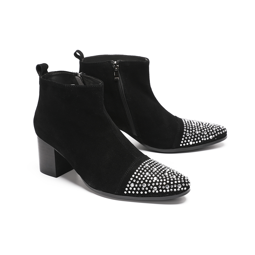 Male suede Leather Rhinestone  - Men'S Shoes Zipper 评论和价格