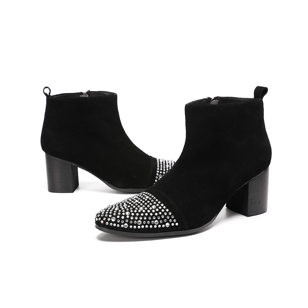 Male suede Leather Rhinestone  - Men'S Shoes Zipper 评论和价格