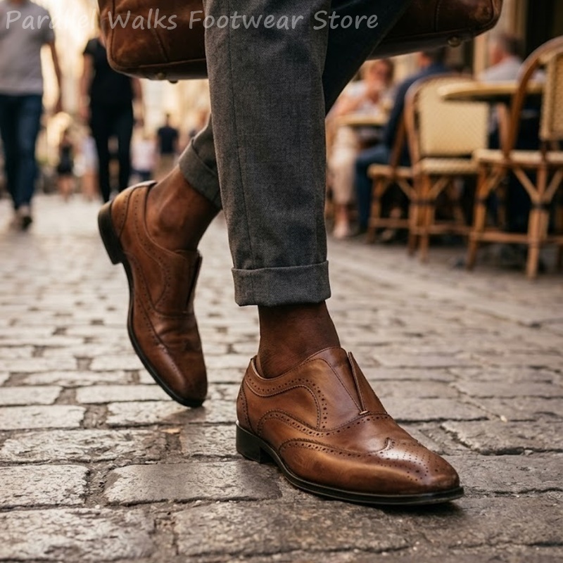 Mens Brown Leather Brogue Shoe - Men'S Shoes Brogues 评论和价格