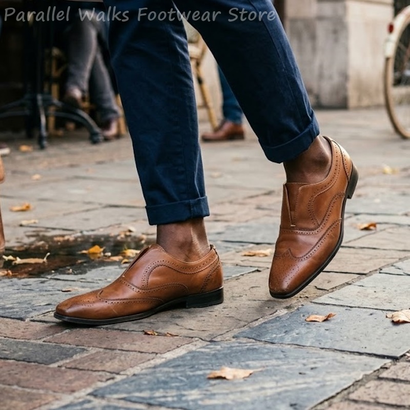 Mens Brown Leather Brogue Shoe - Men'S Shoes Brogues 评论和价格