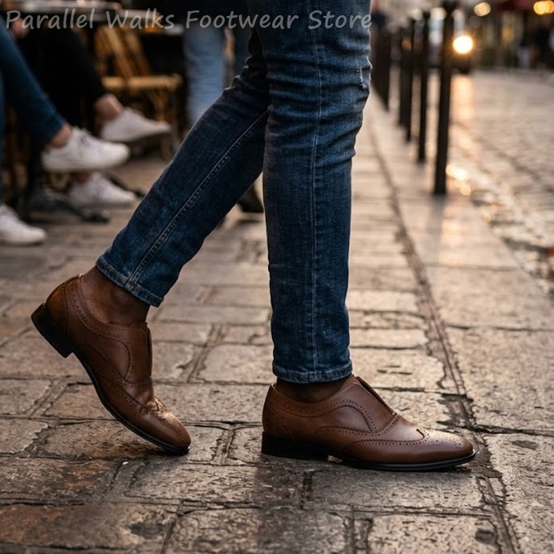 Mens Brown Leather Brogue Shoe - Men'S Shoes Brogues 评论和价格