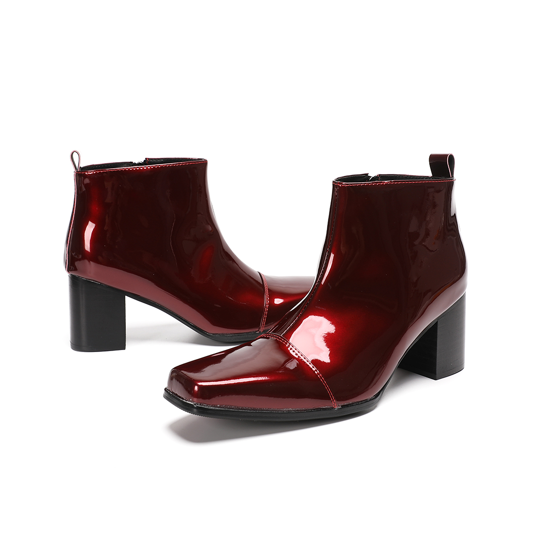 Male Red Genuine Leather High  - Men'S Shoes Zipper 评论和价格