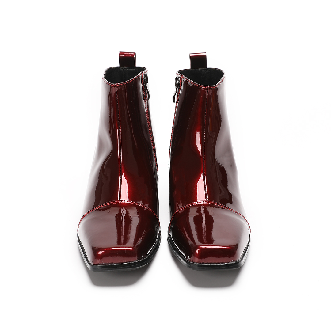 Male Red Genuine Leather High  - Men'S Shoes Zipper 评论和价格