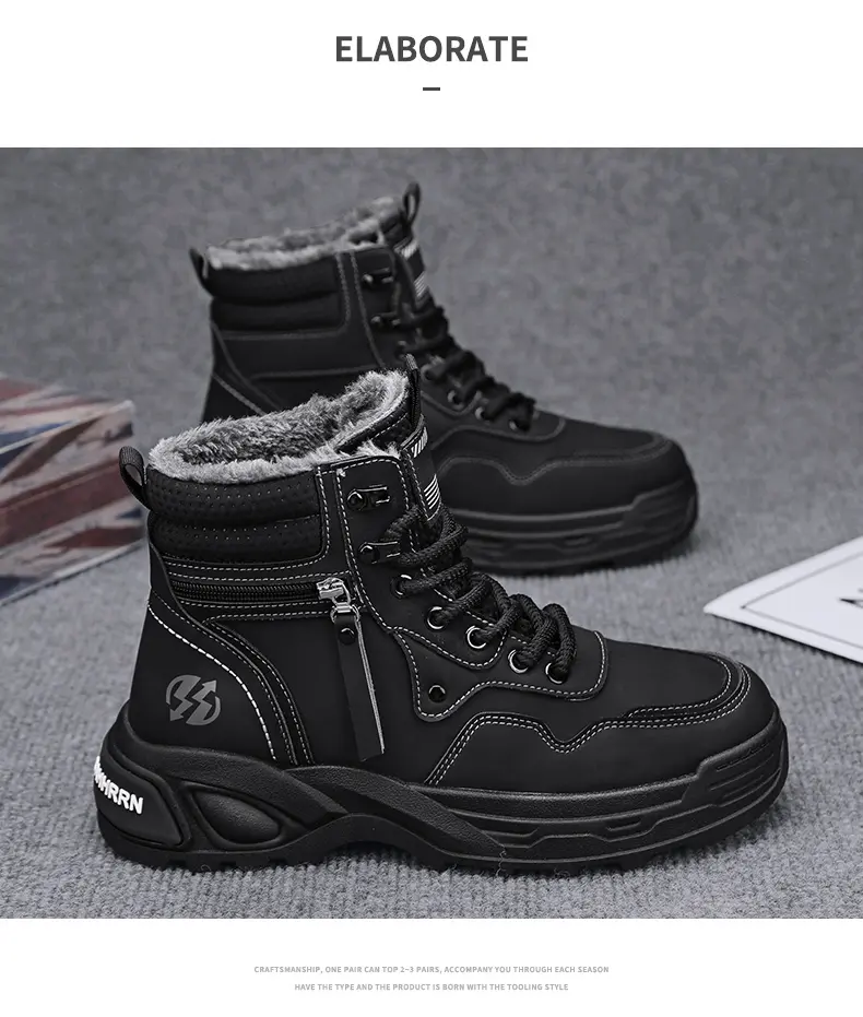 Fleece Lined Retro Work Ankle  - Men'S Shoes Height Increase 评论和价格