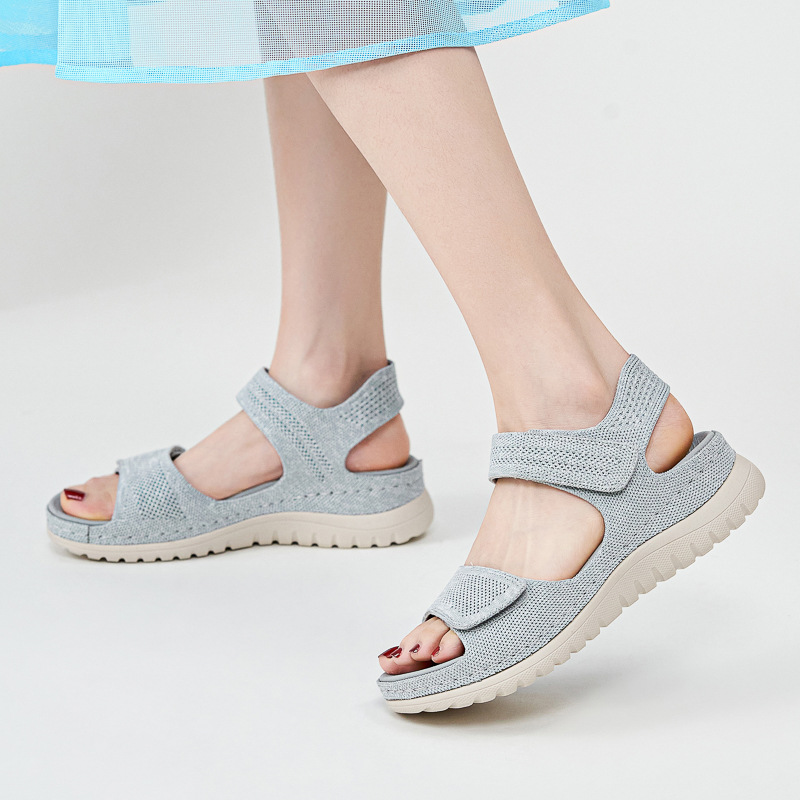 Ladies Knit Mesh Platform Spor - Velcro Strap Sandal 评论和价格