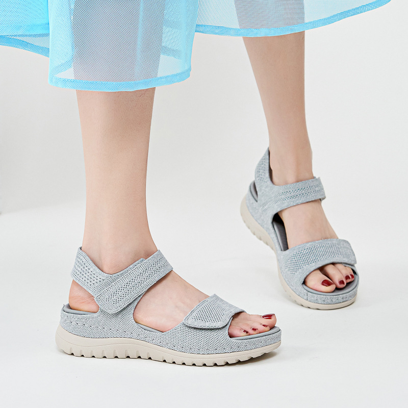 Ladies Knit Mesh Platform Spor - Velcro Strap Sandal 评论和价格