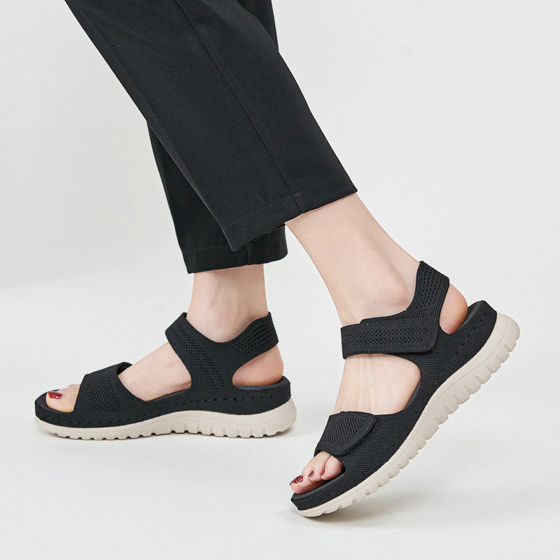 Ladies Knit Mesh Platform Spor - Velcro Strap Sandal 评论和价格