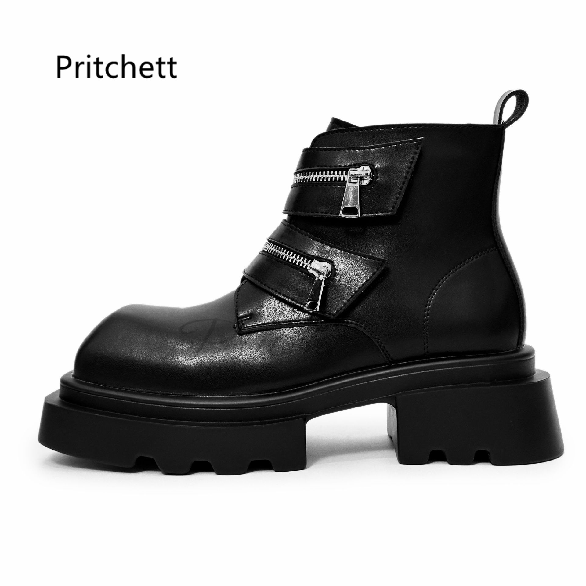 Square Toe Thick Soled Men's M - Men'S Shoes Zipper 评论和价格